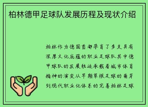 柏林德甲足球队发展历程及现状介绍